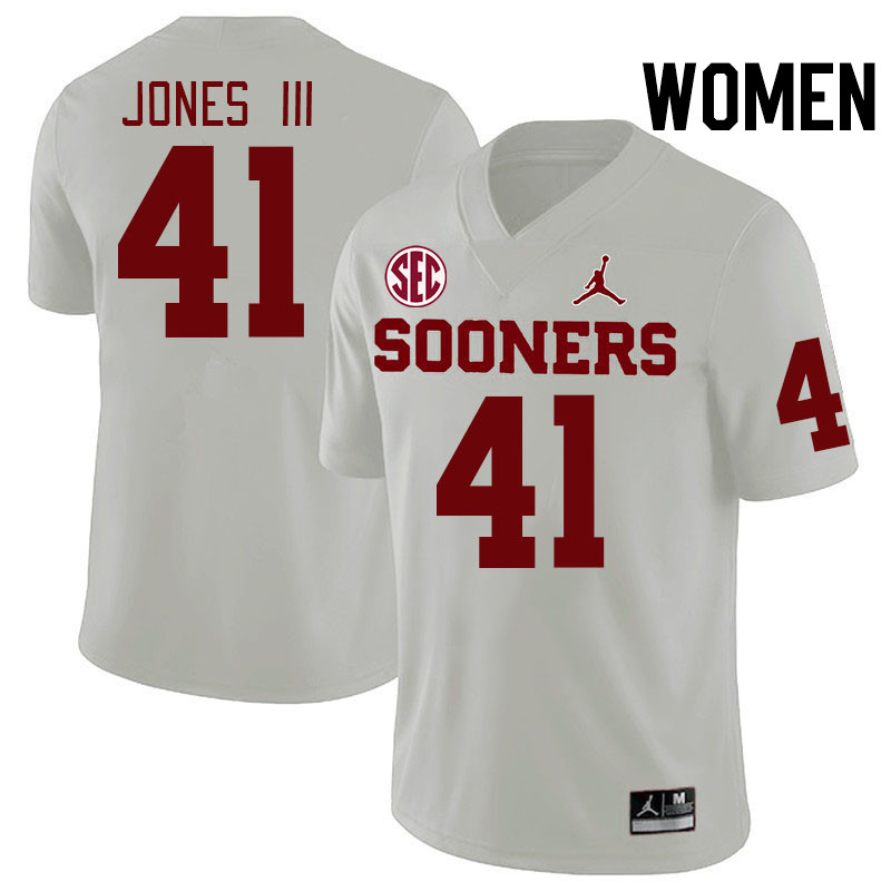 Women #41 Emmett Jones III Oklahoma Sooners 2024 SEC Conference College Football Jerseys-White